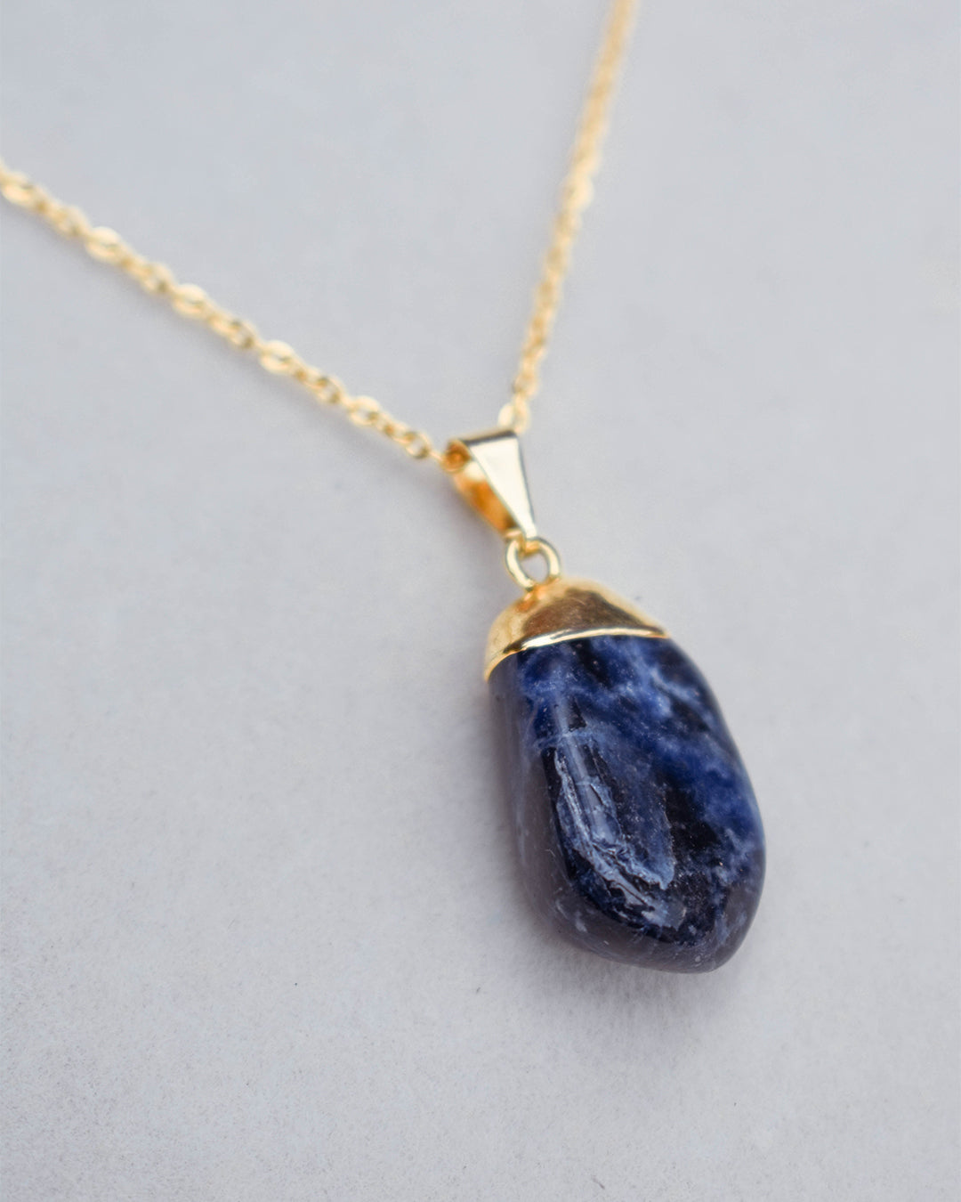 Gold Plated chain with Sodalite crystal pendant