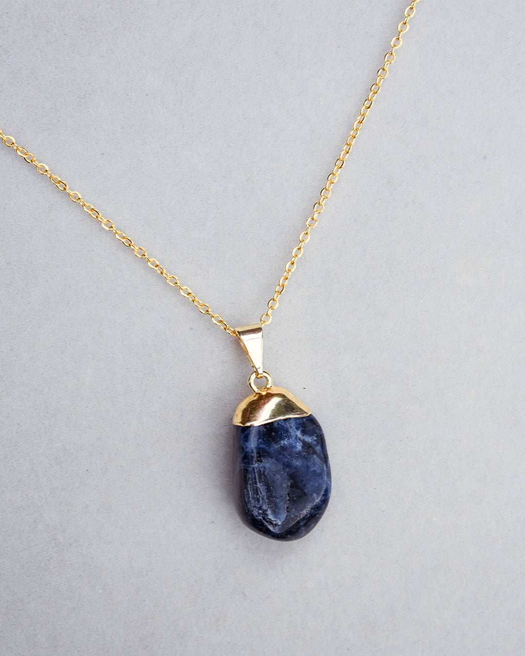 Gold Plated chain with Sodalite crystal pendant