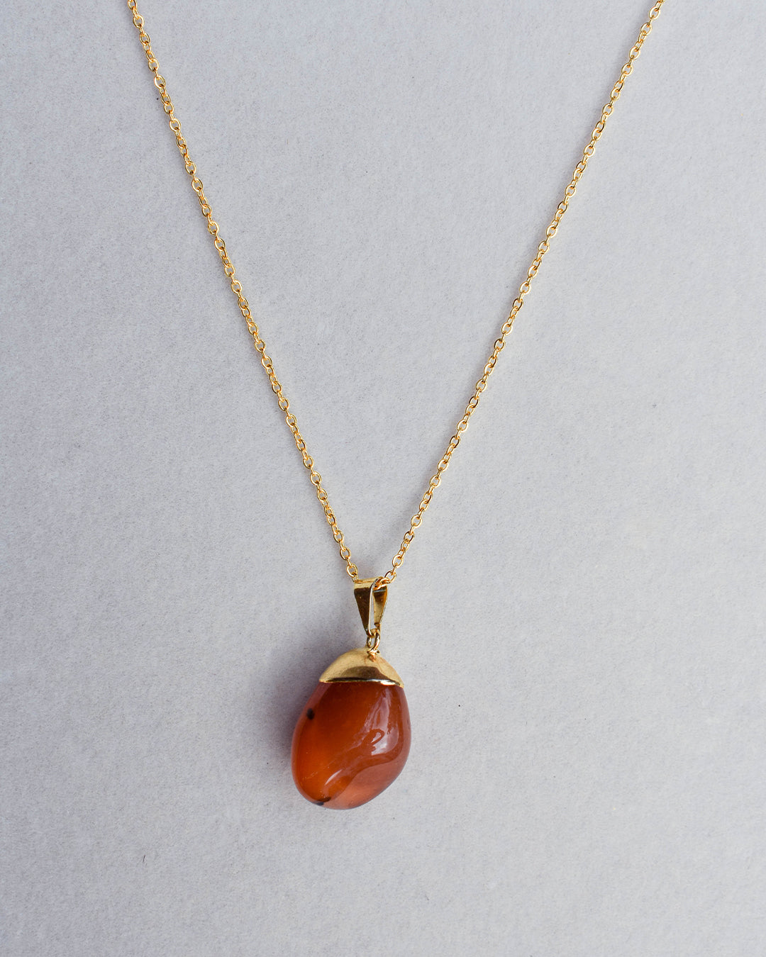 Gold Plated chain with Carnelian Crystal pendant