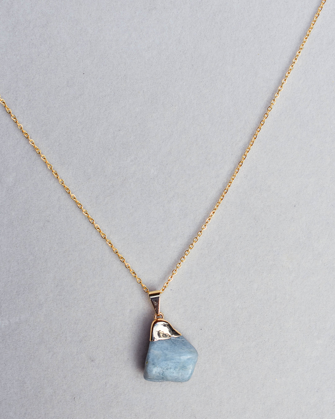 Gold Plated chain with Aquamarine Crystal pendant