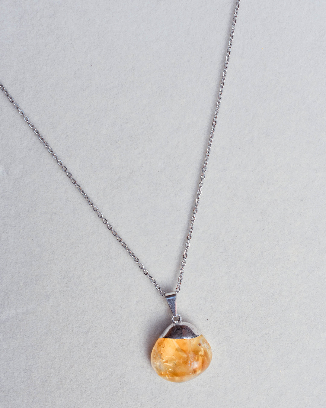 Stainless Steel chain with Citrine Crystal pendant