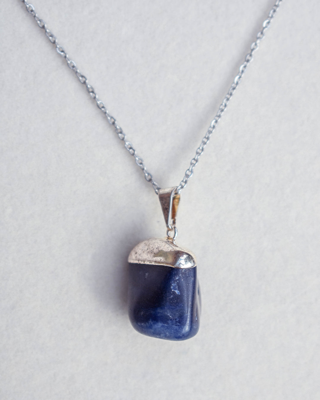 Stainless Steel chain with Sodalite crystal pendant
