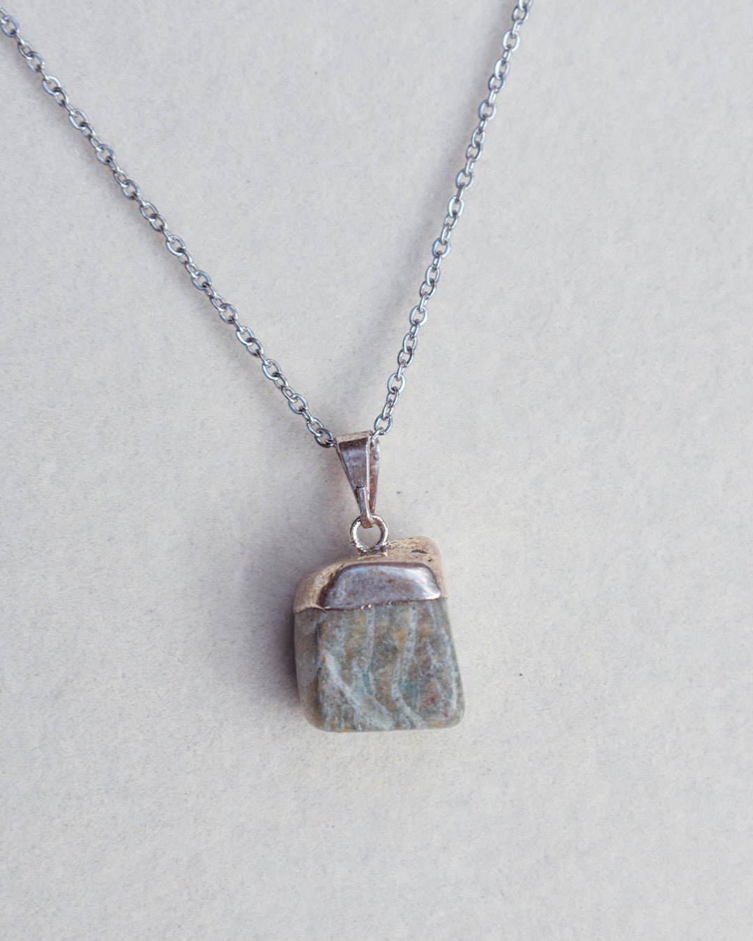 Stainless Steel chain with Amazonite crystal pendant