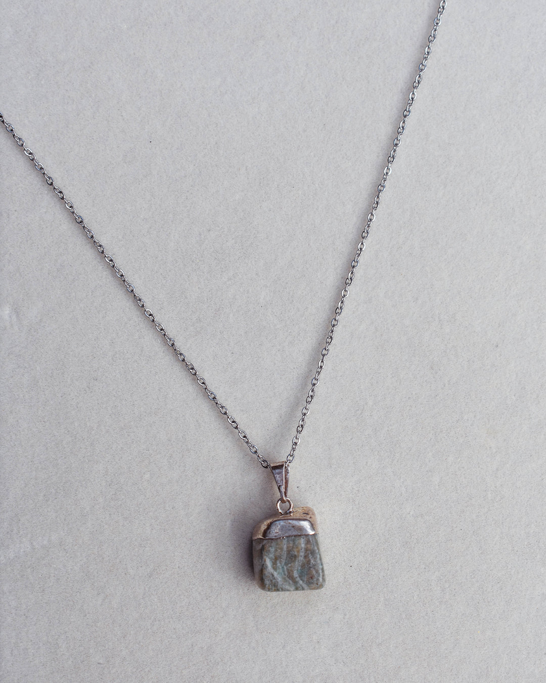 Stainless Steel chain with Amazonite crystal pendant