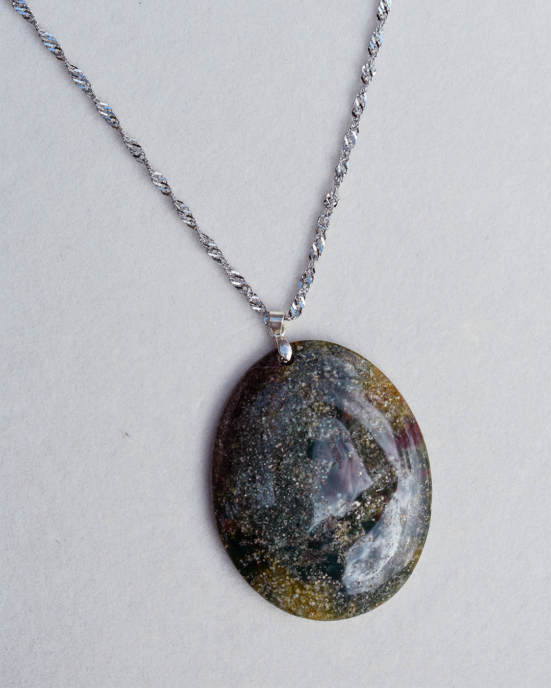 Stainless Steel chain with Jasper pendant
