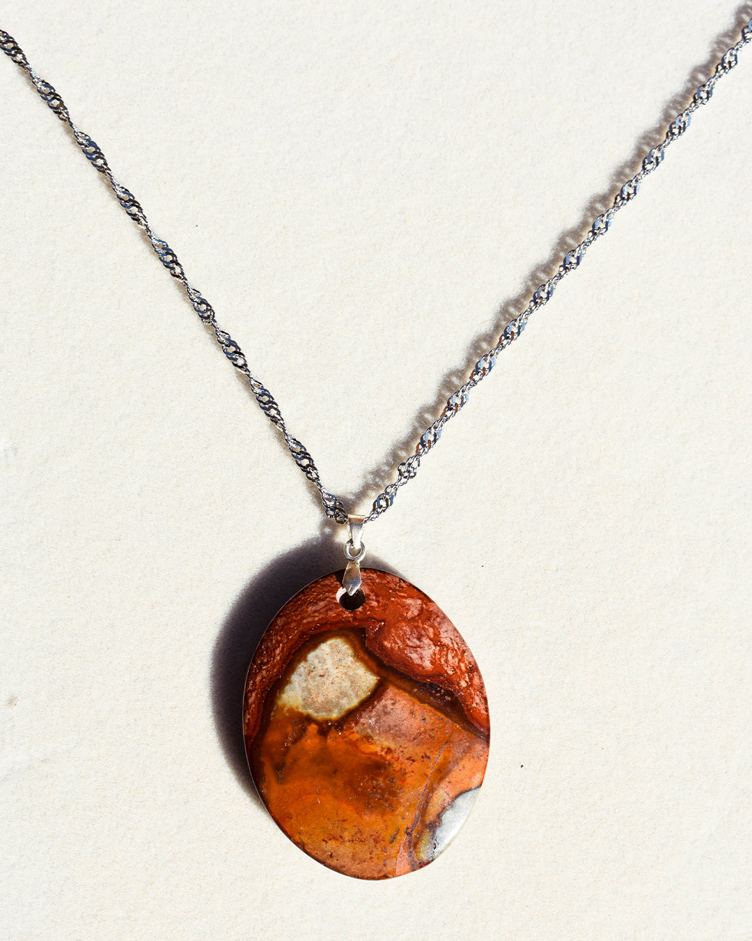 Stainless Steel chain with Polychrome Jasper pendant