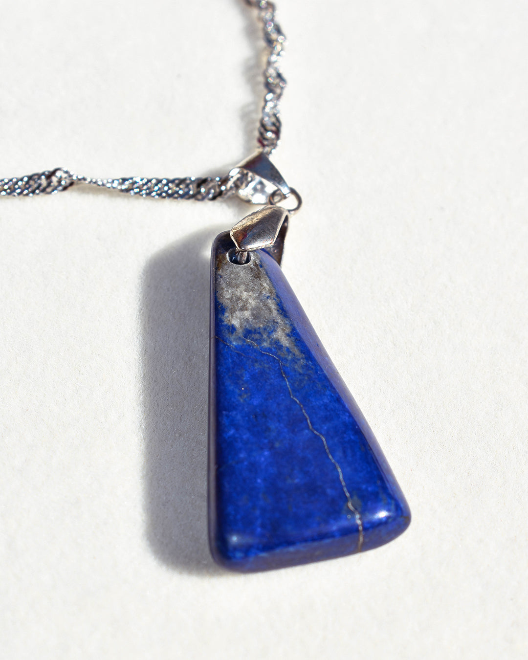 Stainless Steel chain with Lapis Lazuli crystal pendant