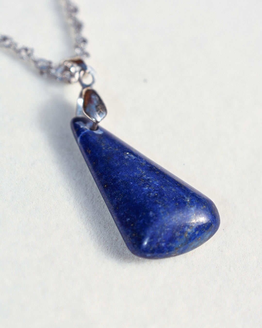 Stainless Steel chain with Lapis Lazuli crystal pendant