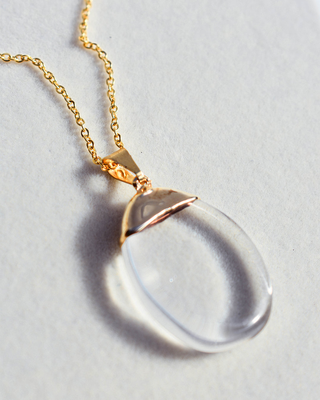Gold plated chain with Clear Quartz pendant