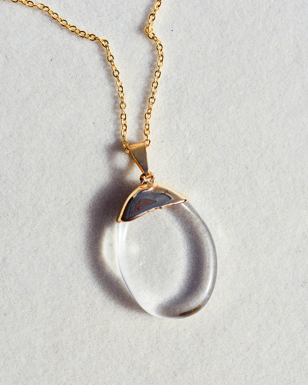 Gold plated chain with Clear Quartz pendant
