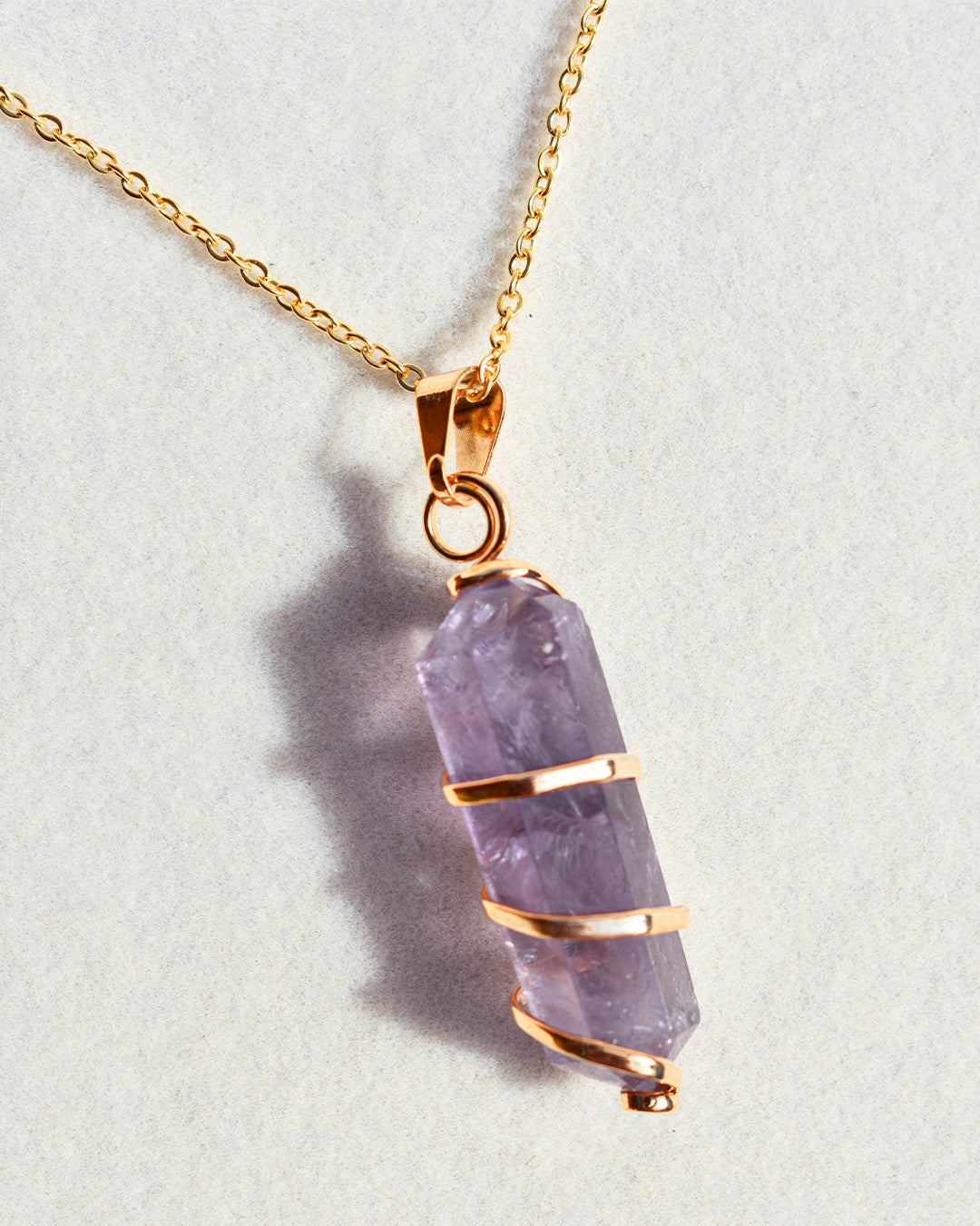 Gold Plated chain with Amethyst crystal pendant