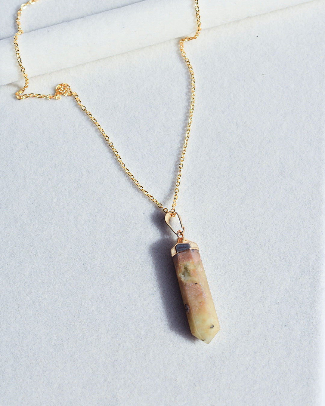 Gold Plated chain with Serpentine crystal pendant
